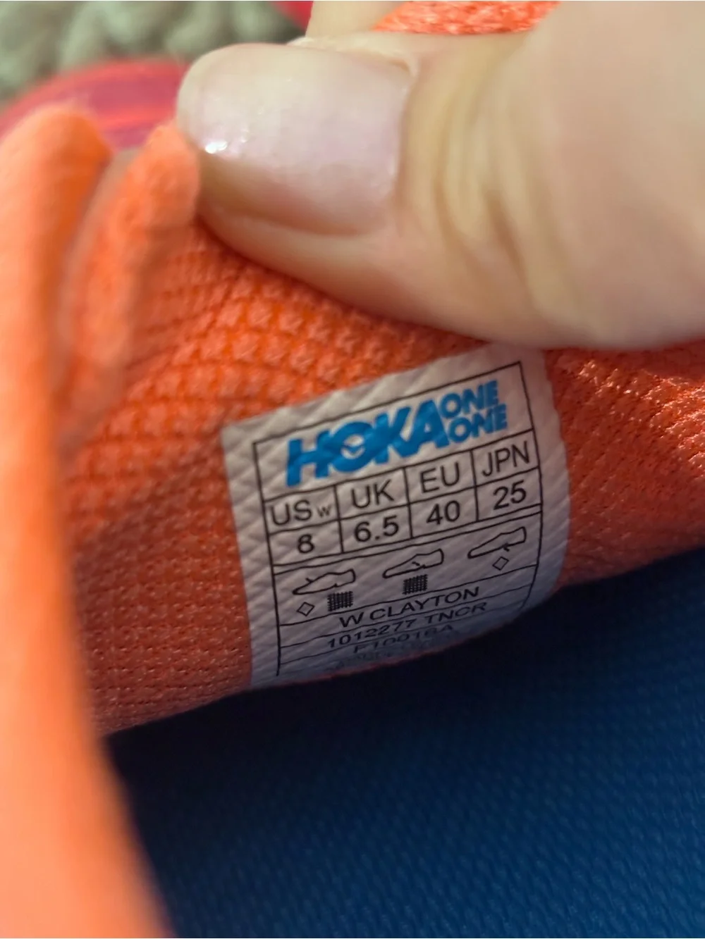 HOKA CLAYTON Teaberry Neon Coral Running Lace Up Tennis Shoes Size 8